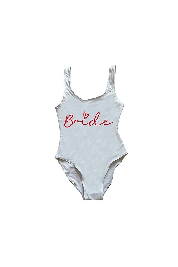 GAGALU Costume intero da bagno Team Bride Heart Print per la sposa e le damigelle - Costume da bagno scollato sul Retro tagli