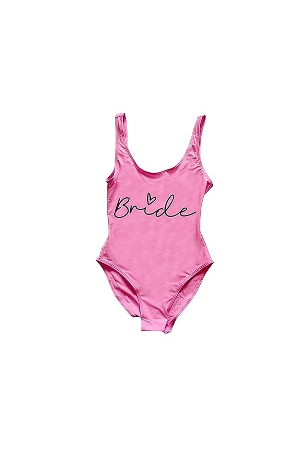 GAGALU Costume intero da bagno Team Bride Heart Print per la sposa e le damigelle - Costume da bagno scollato sul Retro tagli
