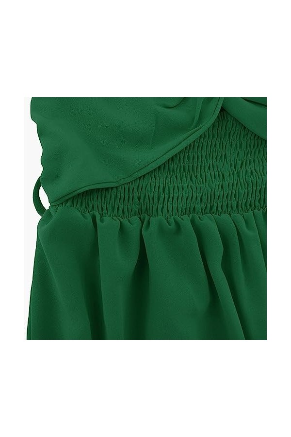 UOWEG Robe Creuse à Taille Mince de Couleur Unie pour Femmes Mini Jupe Cuir Rose Green, L 