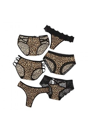 ALIKEEY Culotte Sexy à Imprimé LéOpard sous-VêTements pour Femmes Gilet en Dentelle Transparente Culotte - Lot de 3/6 - Sexy 