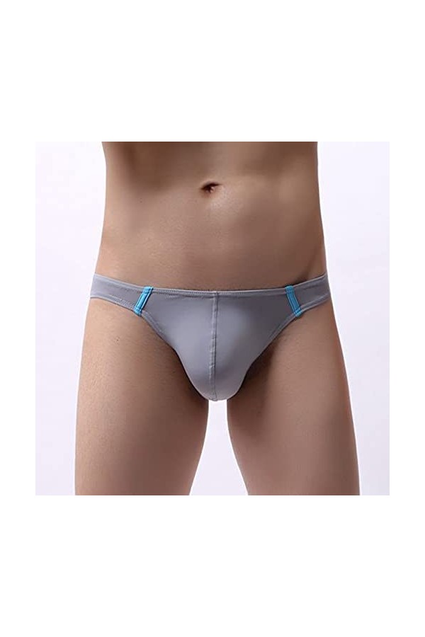 UOWEG sous-vêtements Pantalons 8PCMen Silk Ice Thong sous-vêtements Mode T Sexy Tenue Sexy Ouverte Coquine Latex Grey, XL 