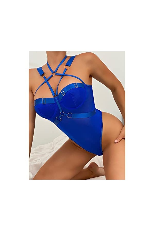 Hekbaep Sous-vêtements de couleur pure Sex Interest - Rouge laqué, bleu, M