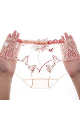 Bywenzai Culotte sous-Vêtements Transparents pour Femmes Dentelle Maille Culottes Lingerie Érotique Évider Fille Slips Fil Ne