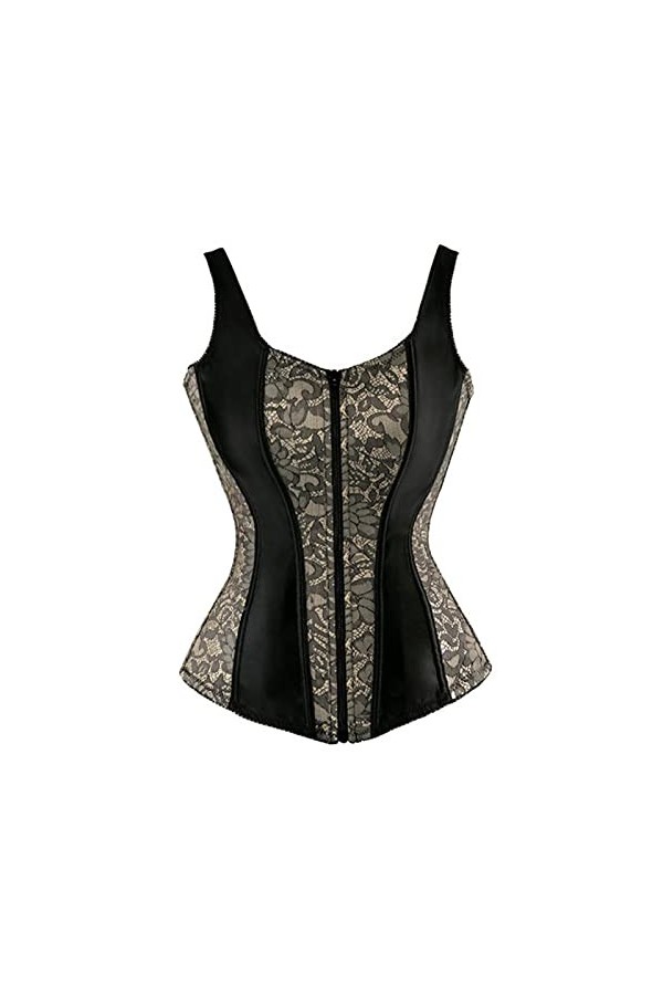 Flower Lace Up Corsets pour Femmes Zipper Bandoulière Bustier Corset Overbust Sexy Lingerie Style Brocart Rouge Violet