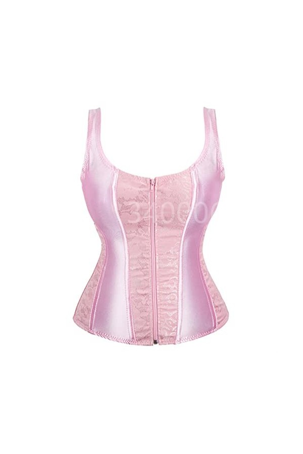 Flower Lace Up Corsets pour Femmes Zipper Bandoulière Bustier Corset Overbust Sexy Lingerie Style Brocart Rouge Violet