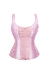 Flower Lace Up Corsets pour Femmes Zipper Bandoulière Bustier Corset Overbust Sexy Lingerie Style Brocart Rouge Violet