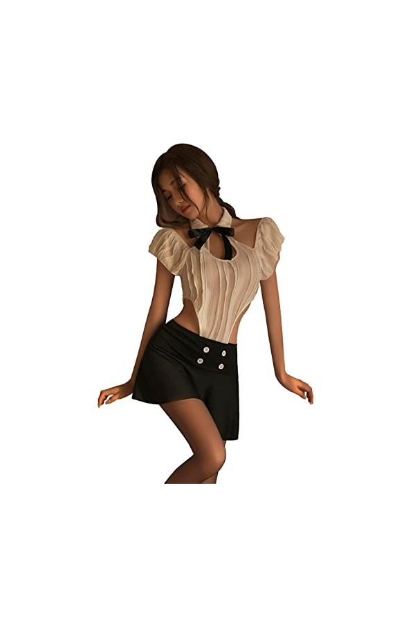SARGE Lingerie Body et Jupe évider discothèque Bureau Dame Cosplay secrétaire Uniforme Body sous-vêtements