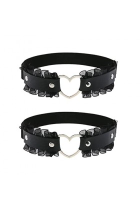 alisikee Porte-jarretelles en dentelle avec cœur pour femme, noir, Noir 1, taille unique