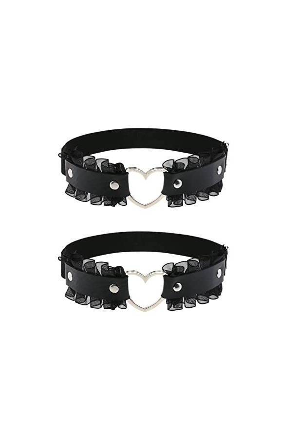 alisikee Porte-jarretelles en dentelle avec cœur pour femme, noir, Noir 1, taille unique