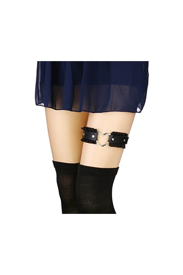 alisikee Porte-jarretelles en dentelle avec cœur pour femme, noir, Noir 1, taille unique