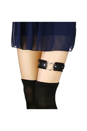 alisikee Porte-jarretelles en dentelle avec cœur pour femme, noir, Noir 1, taille unique