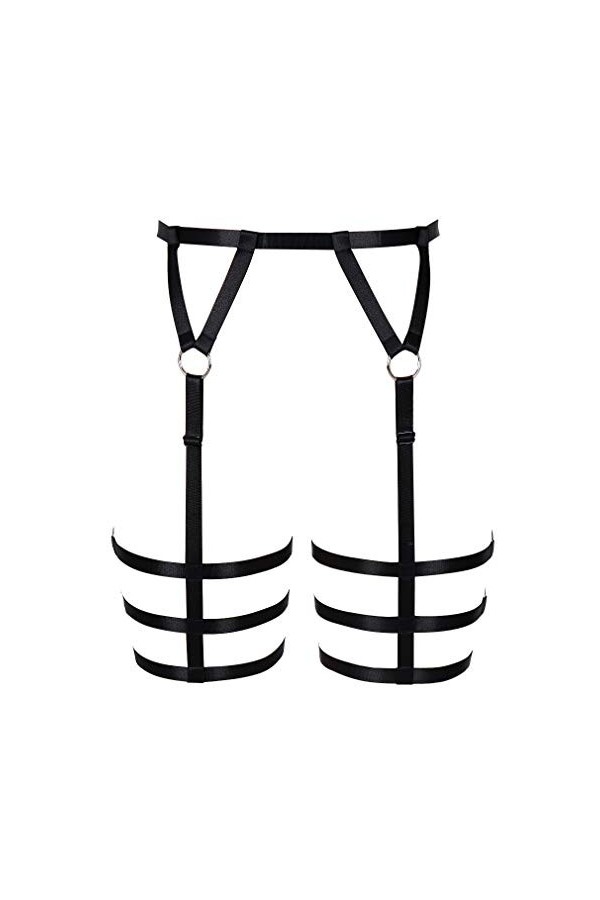 N/A/A Femmes Punk Jambe Body Cuisse Harnais Élastique Jarretière Ceinture Body Taille Haute Jarretière Gothique