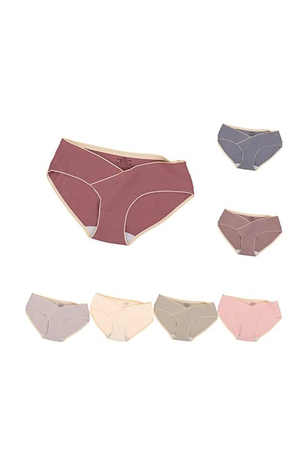 Culotte Femme 3/5/7 pièces sans Couture Culotte Coton Entrejambe Taille Basse Culotte 7 Multicolore XL