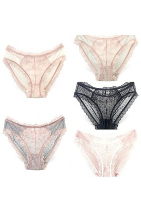 Culotte Femme 3/5PCS Culotte Sexy Dentelle Dentelle Maille Transparente Respirant Dames Mémoires Taille Basse sans Couture Fi