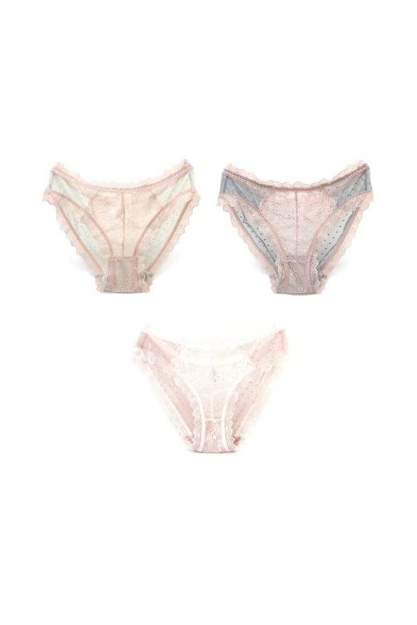 Culotte Femme 3/5PCS Culotte Sexy Dentelle Dentelle Maille Transparente Respirant Dames Mémoires Taille Basse sans Couture Fi