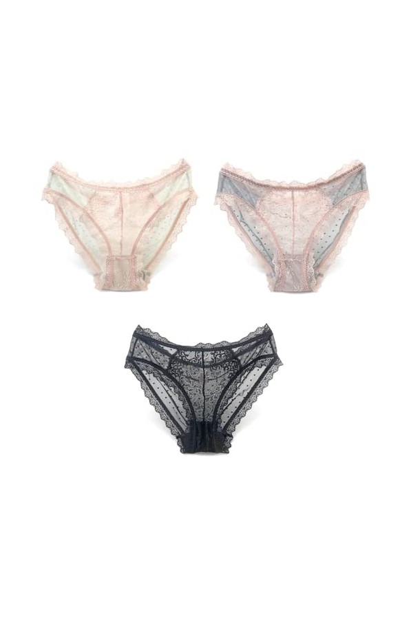 Culotte Femme 3/5PCS Culotte Sexy Dentelle Dentelle Maille Transparente Respirant Dames Mémoires Taille Basse sans Couture Fi