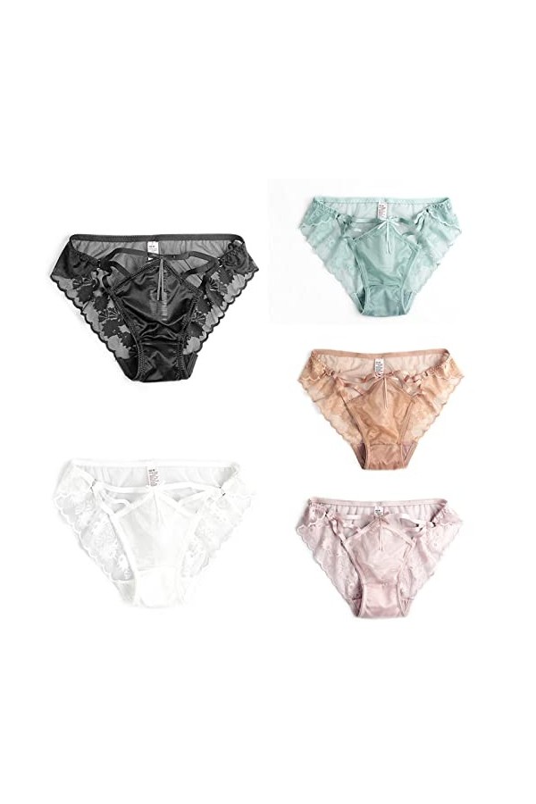Shorties Femmes 3/5/7 pièces Filles Sexy Culotte Femme Dentelle Transparente Dames Taille Basse sans Couture Creux Culotte Co