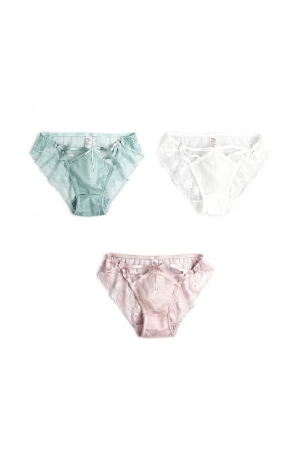 Shorties Femmes 3/5/7 pièces Filles Sexy Culotte Femme Dentelle Transparente Dames Taille Basse sans Couture Creux Culotte Co