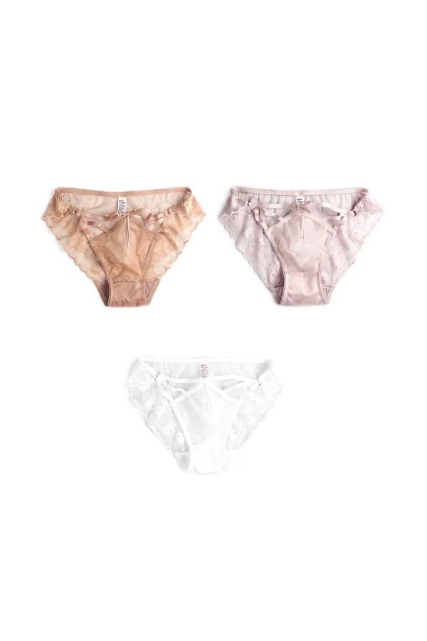 Shorties Femmes 3/5/7 pièces Filles Sexy Culotte Femme Dentelle Transparente Dames Taille Basse sans Couture Creux Culotte Co