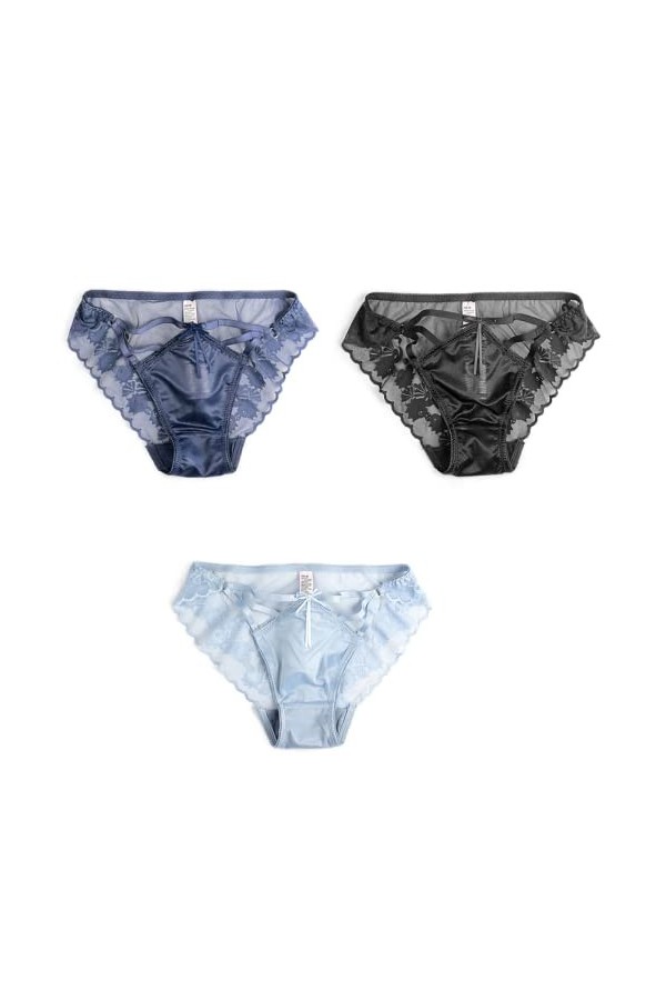 Shorties Femmes 3/5/7 pièces Filles Sexy Culotte Femme Dentelle Transparente Dames Taille Basse sans Couture Creux Culotte Co