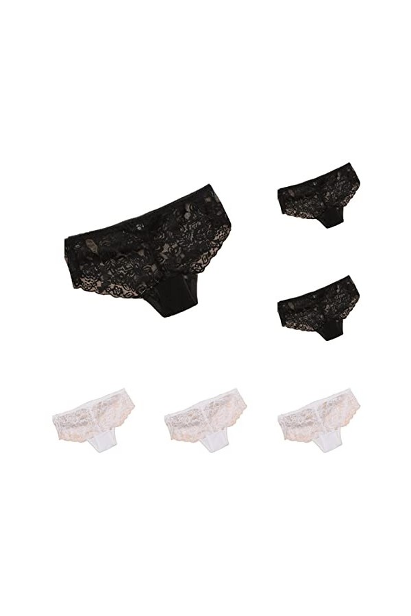 Culotte Femme 3/6/9PCS Sexy Dentelle Ultra Mince Doux Dames Culotte Mince Mémoires 6 Multicolore A Taille Unique