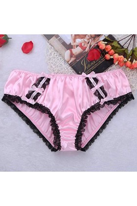 DINGGUANGHE-CUP Lanières Hommes, Mémoires sous-vêtements Sexy Hommes Sissy Panties Slip Brillant Doux volantée en Dentelle Fl