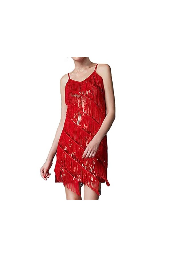 MODSGUE Robe portefeuille pour femme - Élégante - Paillettes - Sans manches - Robe de soirée sexy - Sans accessoires - Robe à