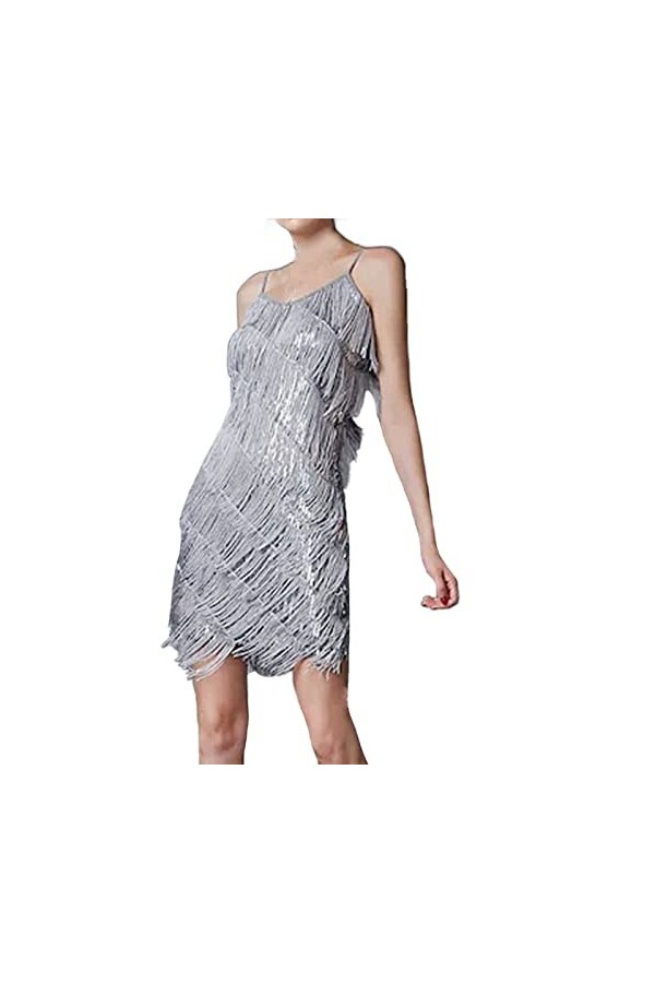 MODSGUE Robe portefeuille pour femme - Élégante - Paillettes - Sans manches - Robe de soirée sexy - Sans accessoires - Robe à