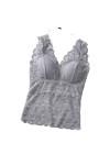 Haut en Dentelle col en V Fond Large épaule Ceinture sous-vêtements Dos Nu Fronde évider Gilet sans Manches Soutien-Gorge ave