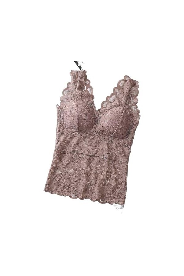 Haut en Dentelle col en V Fond Large épaule Ceinture sous-vêtements Dos Nu Fronde évider Gilet sans Manches Soutien-Gorge ave