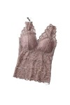 Haut en Dentelle col en V Fond Large épaule Ceinture sous-vêtements Dos Nu Fronde évider Gilet sans Manches Soutien-Gorge ave