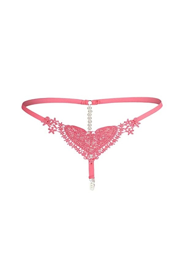 Hellery Femmes Culotte String Slip Broderie & Perles Ouvert à lentrejambe Érotique Taille Basse Fesse, Rouge, comme décrit