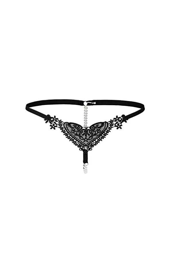 Hellery Femmes Culotte String Slip Broderie & Perles Ouvert à lentrejambe Érotique Taille Basse Fesse, Rouge, comme décrit