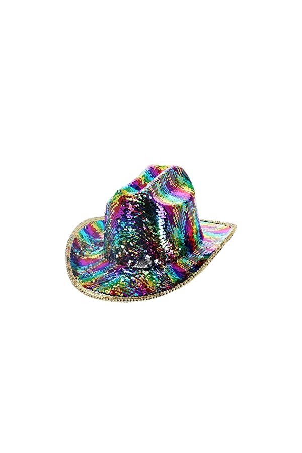 Smiffys Rainbow Fever 53033 Chapeau de cowboy à paillettes pour adulte Unisexe Taille unique