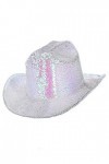 Smiffys 53030 Chapeau de cowboy à paillettes blanc irisé pour adulte, taille unique