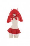 SALTVA Ensemble de rôle - Petit chaperon rouge - Maillot de bain sexy pour femme - Cape à capuche - Lingerie pyjama pour cosp