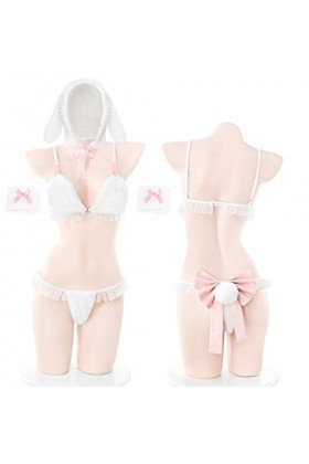 SALTVA Costume de lapin sexy en peluche pour fille - Costume de cosplay