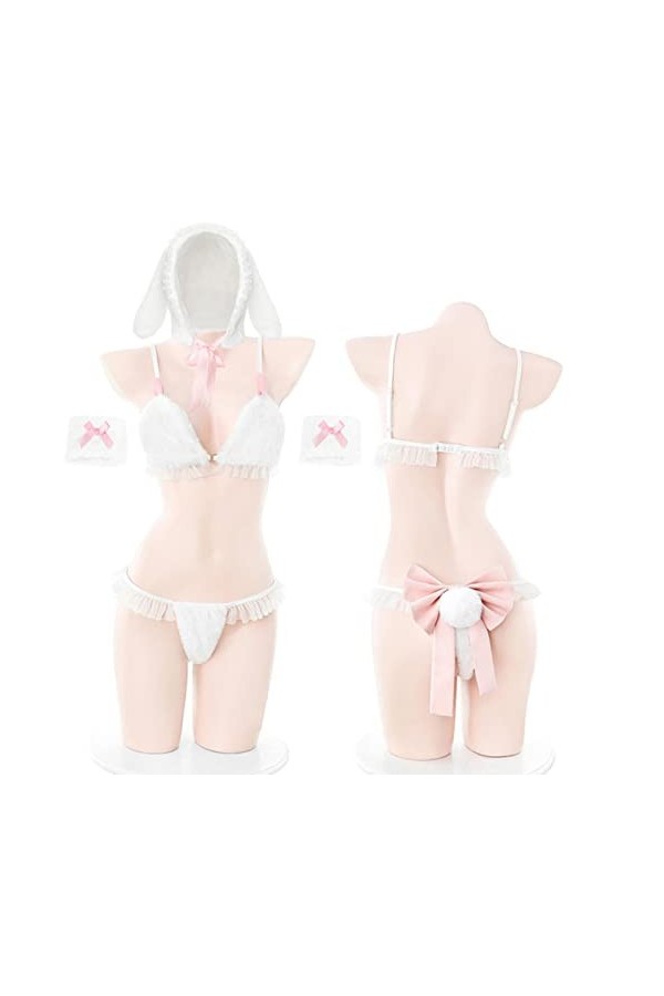 SALTVA Costume de lapin sexy en peluche pour fille - Costume de cosplay