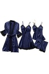 Saingace Sexy Pyjamas en Satin - Pyjama Sexy Lingerie Femme Dentelle Pas Cher Lingerie Erothique Sexy Sexy Ensemble Combinais
