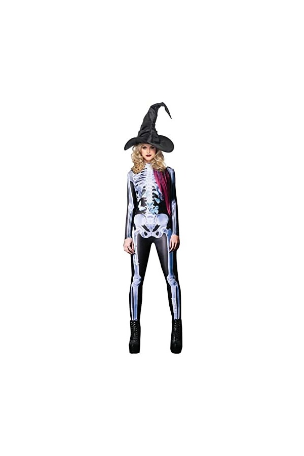 BHKC Squelette dhalloween,Halloween Squelette Fantaisie Costumes Body Combinaison | Halloween Cosplay Pretend Role Play Dres