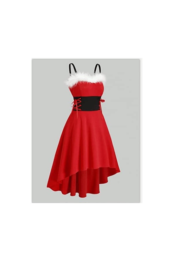 ZIERUCI Costume Robe de Noël Peluche Lapin Fille Sexy Performance Costume sans Manches Jarretelles irrégulières vêtements y2k