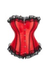 Niiyyjj Corset en satin rouge avec bordure en dentelle et corset sexy, Rouge, Medium