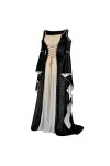KBOPLEMQ Vêtements médiévaux pour femme - Manches trompettes - Robe de reine - Robe de bal - Halloween - Costume de carnaval 