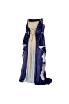 KBOPLEMQ Vêtements médiévaux pour femme - Manches trompettes - Robe de reine - Robe de bal - Halloween - Costume de carnaval 