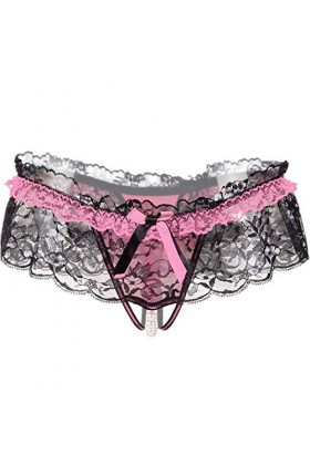 ppactvo String Femme Sexy String Sexy Culotte Sexy Femme Perle Artificielle String Dentelle pour Femme String Ouvert À lentr