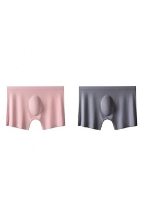 NAZARR 2pcs Hommes Culotte Hommes Glace en Soie en Soie sous-vêtements sans Couleurs de Couleur unire à Ultra-Mince for Les c