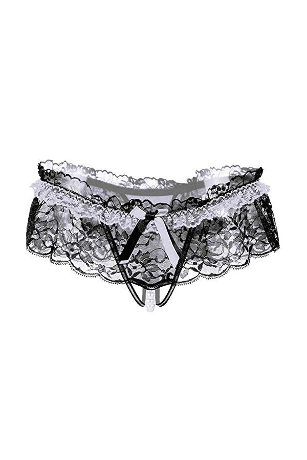 ppactvo String Femme Sexy String Sexy Culotte Sexy Femme Perle Artificielle String Dentelle pour Femme String Ouvert À lentr