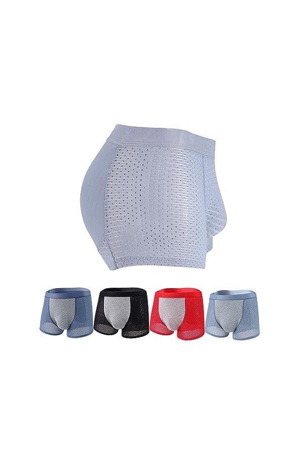 Jelaqmot Nylon Ice Silk Breathable Mens Underwear, Mesh Sexy Transparent Breathable Ice Silk Sports-Inspired Boxer Briefs L