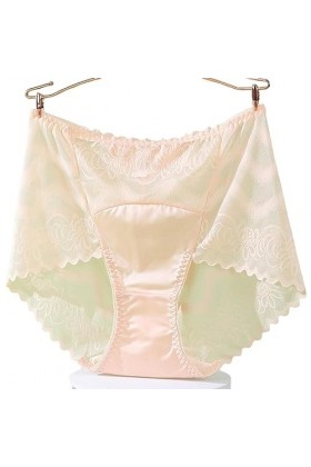 KATIAK Culotte Femme Pack De 3 Culottes Taille Haute Transparentes en Dentelle Fine De Grande Taille-Couleur Beige-Le XL