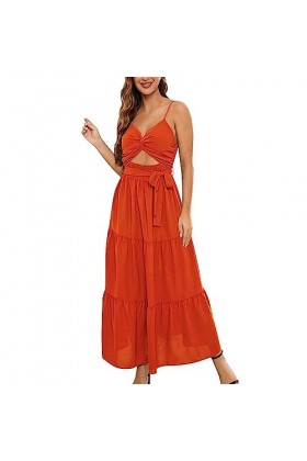 UOWEG Robe Creuse à Taille Mince de Couleur Unie pour Femmes Mini Jupe Cuir Rose Orange, XXL 